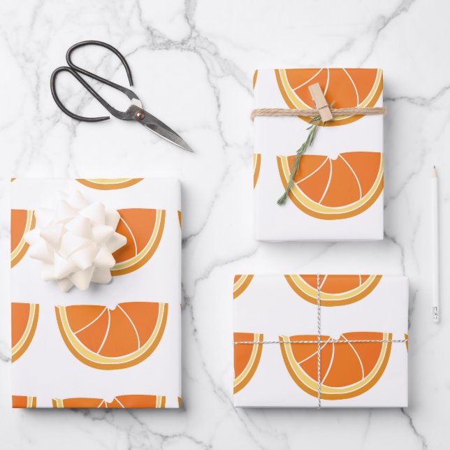 Hoja De Papel De Regalo Trozo de fruta naranja (Anverso)