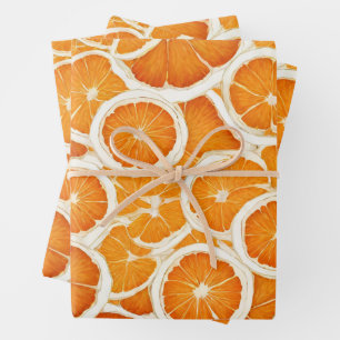 Hoja De Papel De Regalo Trozos de fruta naranja
