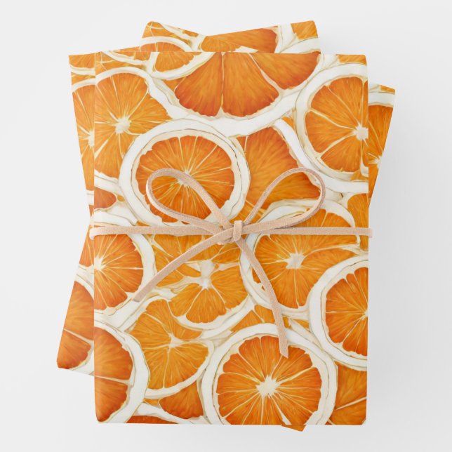 Hoja De Papel De Regalo Trozos de fruta naranja (In situ)