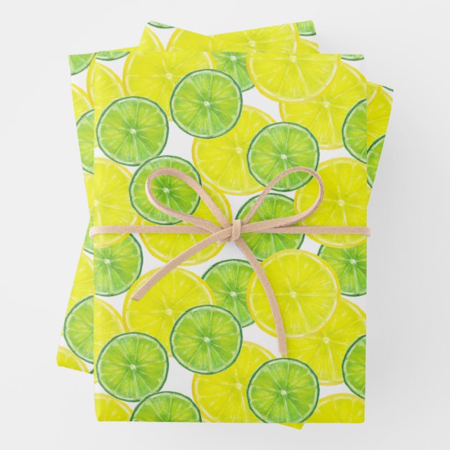 Hoja De Papel De Regalo Trozos de limón y limón (In situ)