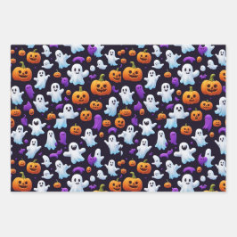 Hoja De Papel De Regalo Truco De Halloween O Tocador De Calabaza Negro