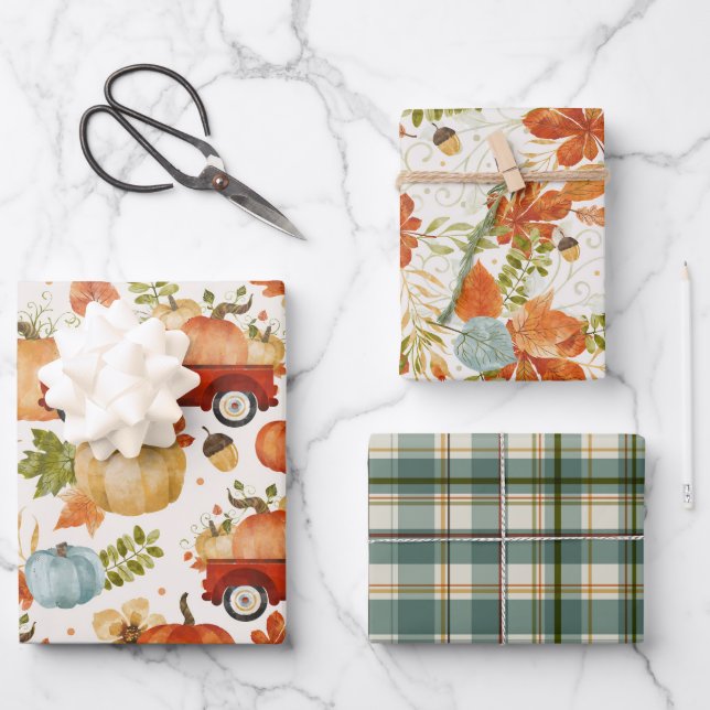 Hoja De Papel De Regalo Trucos de la calabaza de la caída (Anverso)