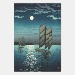 Hoja De Papel De Regalo Tsuchiya Koitsu - Barcos en Shinagawa, noche
