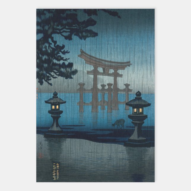 Hoja De Papel De Regalo Tsuchiya Koitsu - Miyajima bajo la lluvia (Subido por el creador)