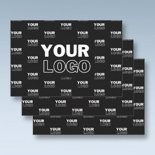 Hoja De Papel De Regalo Tu logotipo y fondo Logotipo repetido Negro