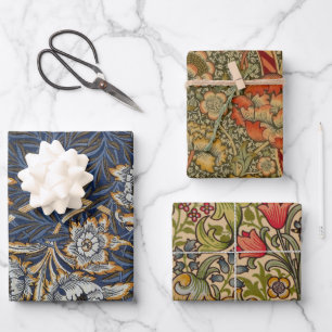 Hoja De Papel De Regalo Tulipán de sauce patrón azul floral de William Mor