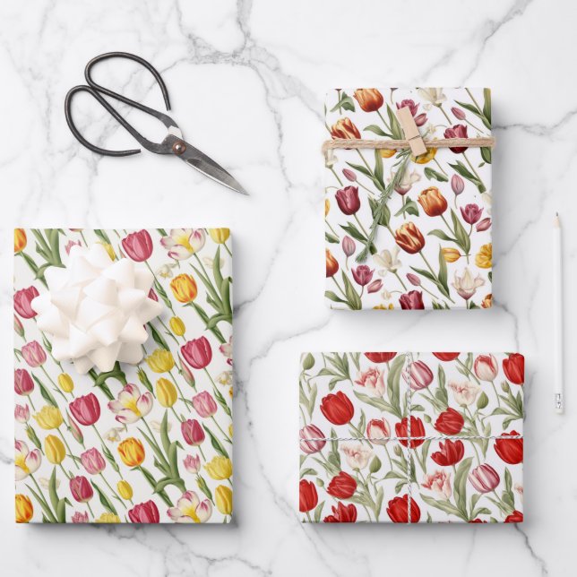 Hoja De Papel De Regalo Tulipanes de color (Anverso)