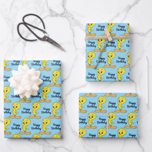 Hoja De Papel De Regalo TWEETY™ | Ave Inteligente Personalizada (Anverso)