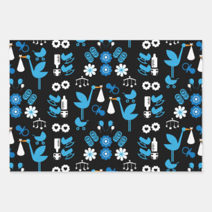 Hoja De Papel De Regalo Twin Boy Stalk Delivery Blue