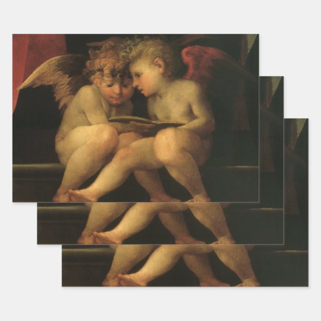 Hoja De Papel De Regalo Two Cherubs Reading by Rosso Fiorentino, Angels (Set)