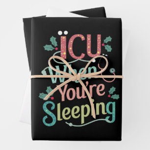 Hoja De Papel De Regalo UCI Cuando estás durmiendo Enfermera de UCI Navida