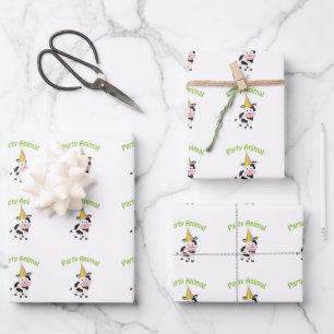 Hoja De Papel De Regalo ¡Un animal Fiesta!Vaca