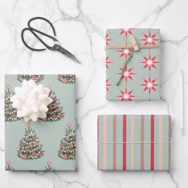 Hoja De Papel De Regalo Un árbol de navidad retro (Anverso)