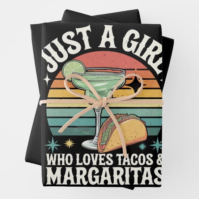 Hoja De Papel De Regalo Un Chica Que Ama Tacos Y Margarita Mexicana (In situ)