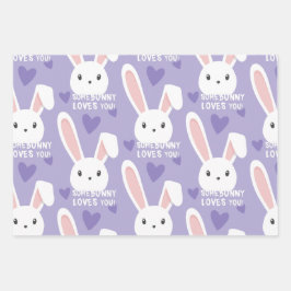 Hoja De Papel De Regalo Un conejito te ama corazones bonitos San Valentín