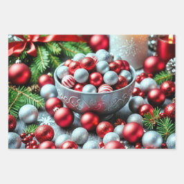 Hoja De Papel De Regalo Un detalle con bordos rojos y plateados