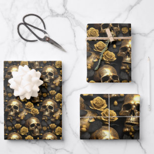 Hoja De Papel De Regalo Un diseño de la serie Una Calavera y Rosas 8