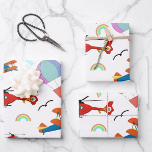 Hoja De Papel De Regalo Un patrón de vuelo para niños en blanco