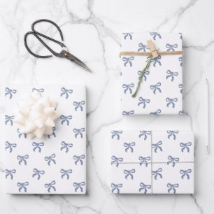 Hoja De Papel De Regalo Un pequeño bebé azul vaquero lazo coqueto azul