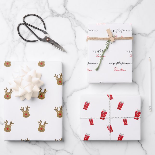 Hoja De Papel De Regalo Un regalo de los Navidades de Santa Cute (Anverso)