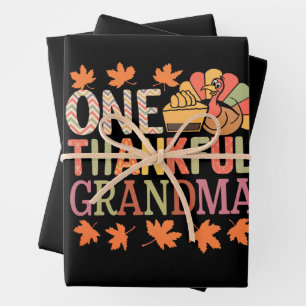 Hoja De Papel De Regalo Una Abuela Nana Pavo Día de Acción de Gracias Agra