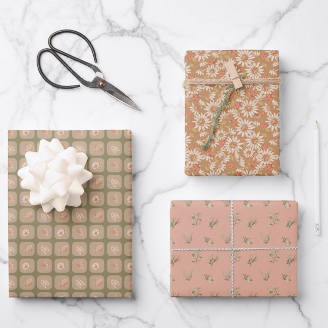Hoja De Papel De Regalo Una colección de insectos boho (Anverso)