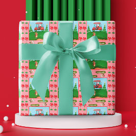 Hoja De Papel De Regalo Una excursión de golf de Navidad con Santa y renos