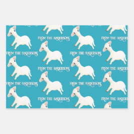 Hoja De Papel De Regalo Una linda oveja Aqua Azul patrón Verde azulado a r