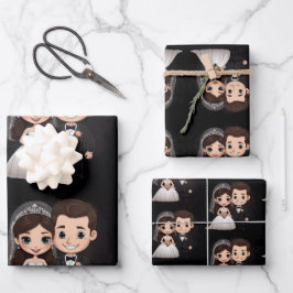 Hoja De Papel De Regalo Una pareja Boda con sonrisas felices.