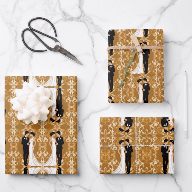 Hoja De Papel De Regalo Una pareja boda de oro enamorada (Anverso)