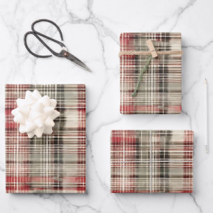 Hoja De Papel De Regalo Una serie de diseño floral de tartán de Navidad #2