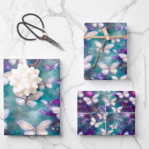 Hoja De Papel De Regalo Una Serie de Mariposas Místicas Diseño 1