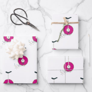 Hoja De Papel De Regalo Uniciclo de rueda de donut rosa con sprinkles colo