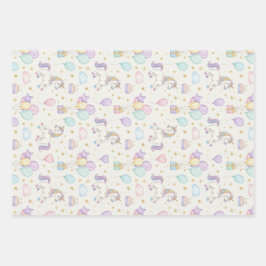 Hoja De Papel De Regalo Unicorn Birthday Magic – Pastel Balloons & Cakes 