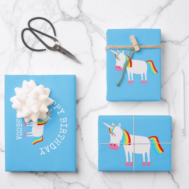 Hoja De Papel De Regalo Unicornio (Anverso)