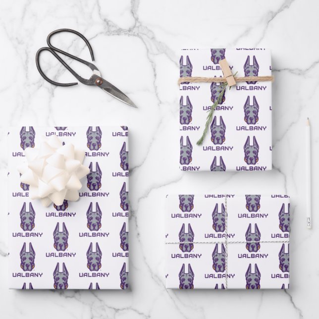 Hoja De Papel De Regalo Universidad de Albany Great Danes (Anverso)