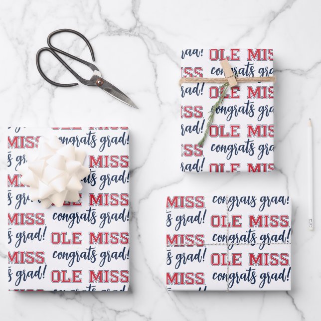 Hoja De Papel De Regalo Universidad de Misisipi | Ole Miss Wordmark (Anverso)