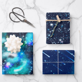 Hoja De Papel De Regalo Universo Estrellas Galaxia Oscura