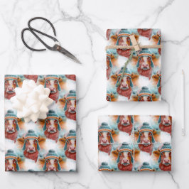 Hoja De Papel De Regalo Vaca Cuta En Un Tobogán