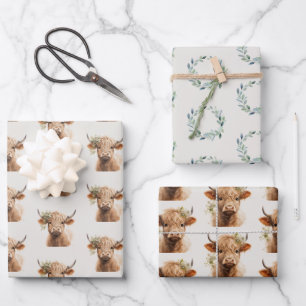 Hoja De Papel De Regalo Vaca de las Tierras Altas Boho