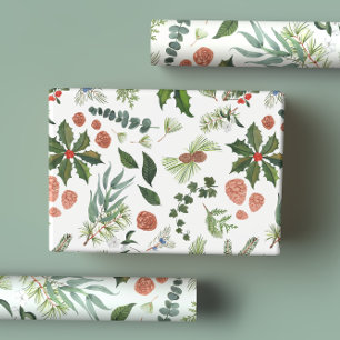 Hoja De Papel De Regalo Vacaciones clásicas de invierno de Woodland Waterc