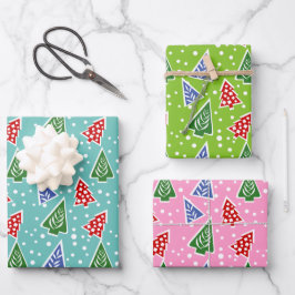 Hoja De Papel De Regalo Vacaciones coloridas y abstractas de árboles de Na