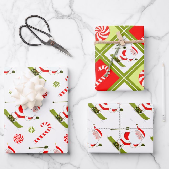 Hoja De Papel De Regalo Vacaciones Creativas de Esquí (Anverso)