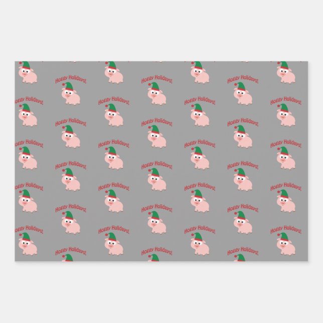 Hoja De Papel De Regalo ¡Vacaciones de Hoggy! Elf Pig (Anverso)