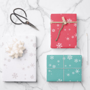 Hoja De Papel De Regalo Vacaciones de Navidades de copos de nieve blancos