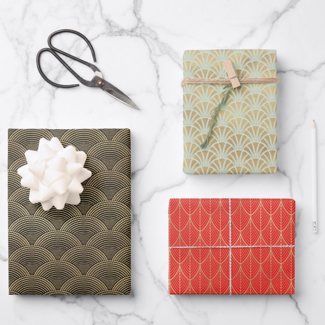 Hoja De Papel De Regalo Vacaciones en Art Deco (Anverso)