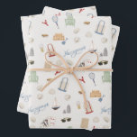 Hoja De Papel De Regalo Vacaciones familiares de Narragansett Rhode Island<br><div class="desc">La impresión más rica que conmemora las vacaciones familiares en casas de playa compartidas en Narragansett, RI. Con ilustraciones de bolsas de té, conchas de almejas, veleros, lanchas, raquetas de tenis, sillas Adirondack, s’mores, castillos de arena y soles. Hace un estupendo envolvimiento de regalo para una casa de playa, regalos...</div>