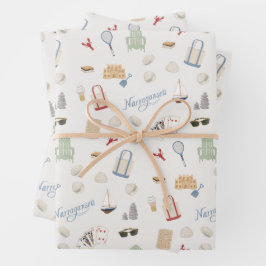 Hoja De Papel De Regalo Vacaciones Familiares en la Playa de Narragansett 