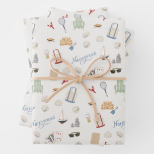 Hoja De Papel De Regalo Vacaciones familiares en la playa de Narragansett 