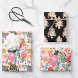 Hoja De Papel De Regalo vacaciones retro coloridas de navidades modernos